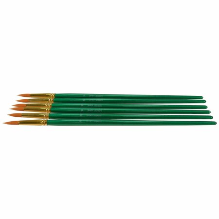 SAX Optimum Golden Synthetic Taklon Long Handle Paint Brushes, Round, Size 10, Pack of 6 PK 2024075